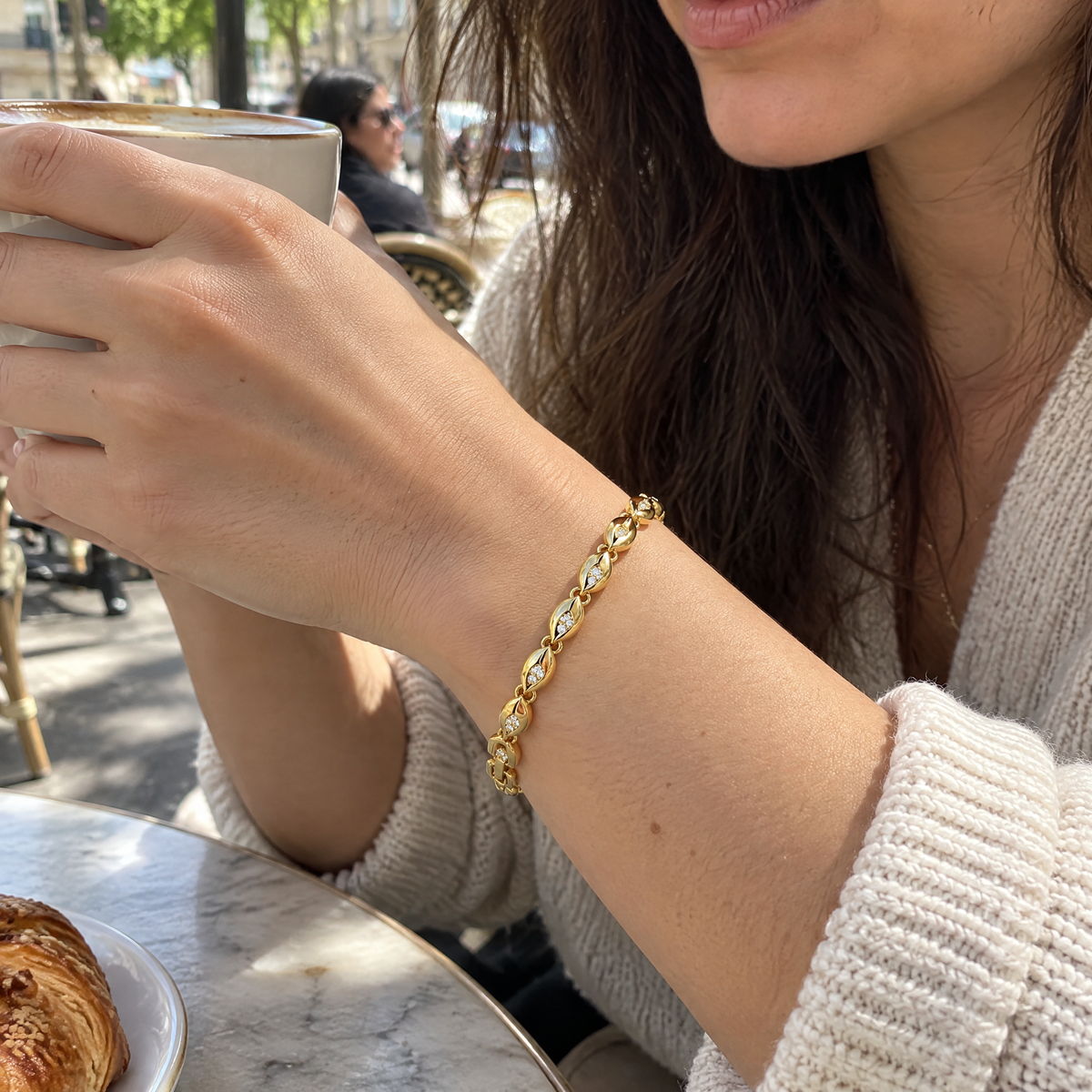 צמיד טניס גולדפילד משובץ זרקונים לבנים · 5 מ״מ · 17+2 ס״מ · דגם 39700001, תצוגה ראשית | צמידים לנשים