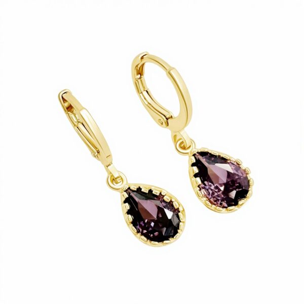 עגילי גולדפילד עם אבנים סגולות · 26 מ״מ